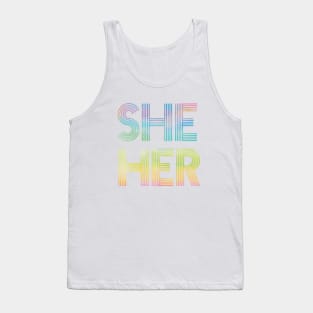 Rainbow Pronouns She/Her T-Shirt Tank Top